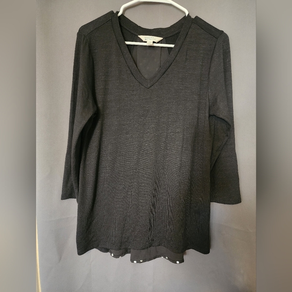 Market and Spruce Haileah Top, Women's Medium Black Top with Silver Polka-dots - Picture 1 of 7